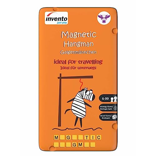 INVENTO just Play - Magnetspiel in handlicher Metalldose ab 2 Spieler zuhause und unterwegs Spieleklassiker ideal als Reisespiel oder Geschenk für Kinder ab 4 Jahre (Galgenmännchen) von Invento