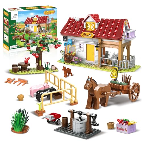 INVITOP Ideas Friends Bauernhof Konstruktionsspielzeug, Bauernhof-Spielzeug mit 6 Tieren, Plus Kutsche, Brunnen, Obst, Landwirtschaftliche Tools, Geschenk für Mädchen, Jungen und Kinder ab 6 Jahren INVITOP Ideas Friends Bauernhof Konstruktionsspielzeug, Bauernhof-Spielzeug mit 6 Tieren, Plus Kutsche, Brunnen, Obst, Landwirtschaftliche Tools, Geschenk für Mädchen, Jungen und Kinder ab 6 Jahren von INVITOP