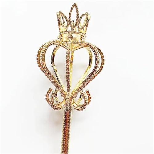 IOEUIWP Perle Kreuz Strass Zepter Oval Krone Cosplay Glänzende Zauberfee Zauberstab Cosplay-Kostüm-Zubehö(Gold C,90x8cm) von IOEUIWP