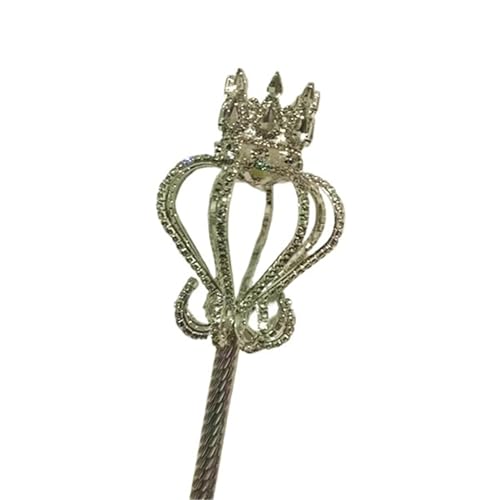 IOEUIWP Perle Kreuz Strass Zepter Oval Krone Cosplay Glänzende Zauberfee Zauberstab Cosplay-Kostüm-Zubehö(Silver A,50x8cm) von IOEUIWP