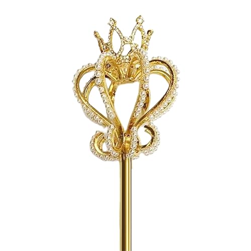 IOEUIWP Royal Crown Stil Lotus Zepter Zauberstab Strass Herz Form Fee Stick Kupfer Draht Hochzeit Requisiten Prinzessin Cosplay-Kostüm-Zubehö(Red,Diamond) von IOEUIWP
