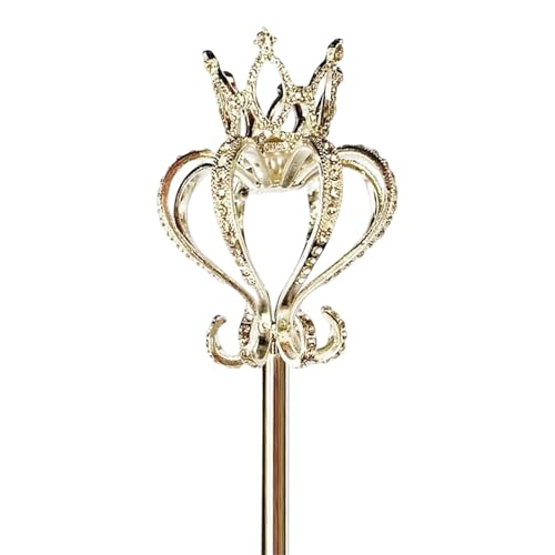 IOEUIWP Royal Crown Stil Lotus Zepter Zauberstab Strass Herz Form Fee Stick Kupfer Draht Hochzeit Requisiten Prinzessin Cosplay-Kostüm-Zubehö(White,Diamond) von IOEUIWP