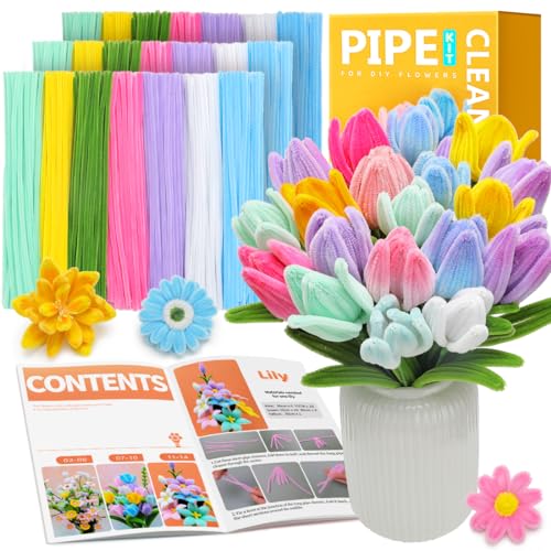 IOOLEEM Blumenbastelset, 480 mehrfarbige Pfeifenreiniger, Blumenarrangement, Kunst- und Bastelbedarf, Premium-Qualität, für Kinder, faltbar IOOLEEM Blumenbastelset, 480 mehrfarbige Pfeifenreiniger, Blumenarrangement, Kunst- und Bastelbedarf, Premium-Qualität, für Kinder, faltbar von IOOLEEM