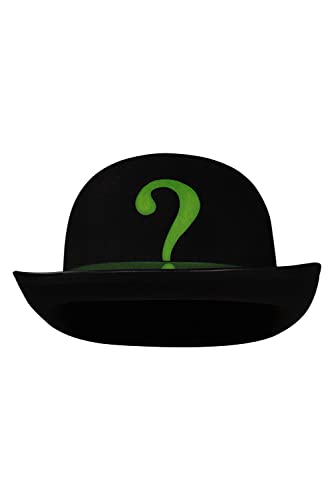IOONCHI Riddler Hut Erwachsene Edward Nygma Kostüm Zubehör Schwarz Bowler Fragezeichen Hut von IOONCHI