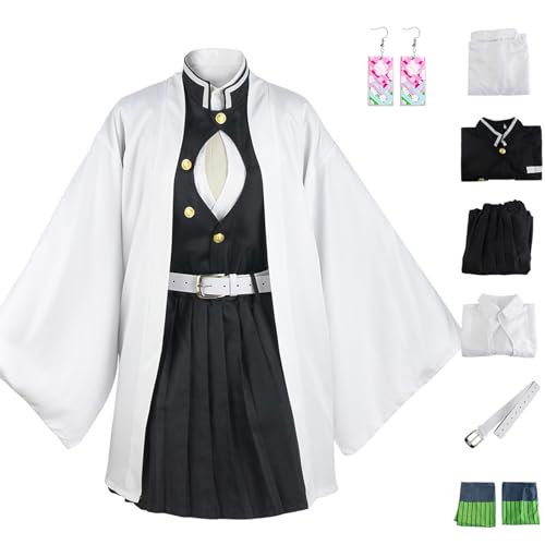 IOPBOT Japanischer Kimono-Bademantel für Damen, Cosplay, Jacke, Mantel, Uniform, Rock, Halloween-Outfits mit Ohrringen, Weiß, Größe S IOPBOT Japanischer Kimono-Bademantel für Damen, Cosplay, Jacke, Mantel, Uniform, Rock, Halloween-Outfits mit Ohrringen, Weiß, Größe S von IOPBOT