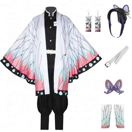 IOPBOT Kimonos Cosplay-Kostüme für Erwachsene, Damen, Mädchen, Anime, japanischer Kimono, Robe, Halloween-Outfit mit Zubehör (Lila, B, L) von IOPBOT