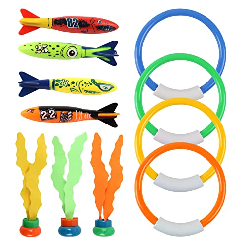 IOPJLK Unterwasser Tauchspielzeug Set 11 Stück, Tauchringe für Kinder ab 4-12, Tauchring Algenspielzeug Torpedo Wasserspielzeug Set, Sommer Poolparty Geschenk für Jungen und Mädchen IOPJLK Unterwasser Tauchspielzeug Set 11 Stück, Tauchringe für Kinder ab 4-12, Tauchring Algenspielzeug Torpedo Wasserspielzeug Set, Sommer Poolparty Geschenk für Jungen und Mädchen von IOPJLK