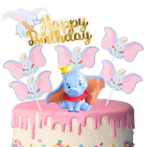 IOSCDH 12pcs Dum.bo Cake topper, Dumbo Geburtstag Dekoration Set, Cartoon Elefant Party Kuchen Dekoration, Sammelfiguren Mini Figuren Set, Tortendeko Mädchen,Cartoon Anime Movie Figuren von IOSCDH