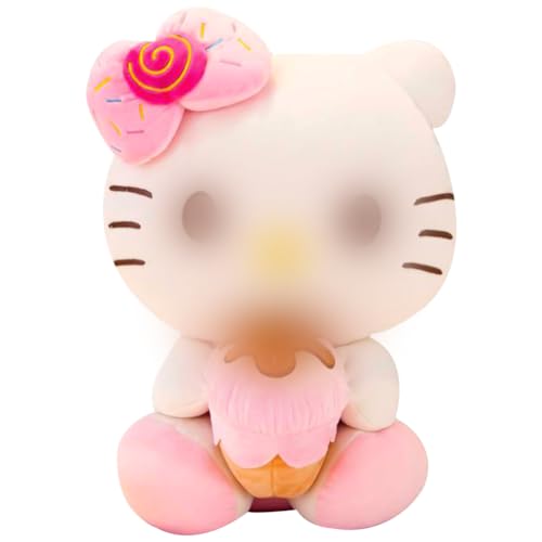 IOSCDH Hallo Kit-Ty Plüschpuppen Cartoon Kt Katze Mit Eiscreme, Cartoon Geburtstag Für Ragdoll Kinderspielzeug, Lush Puppe, Rosa Katze Plüsch Spielzeug Katze Kindertag Geschenk Ragdoll 30cm von IOSCDH