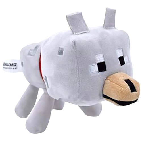 IOSCDH Mine-Craft Plüschtiere, Mine-Craft Plüsch Wolf Puppen Kinder Plüschtiere Plüsch Puppen Charaktere Sofa Spielzeug Kinder Kissen Sammelgeschenke Liebhaber Ab 3 Jahren, Grau, 9 In von IOSCDH