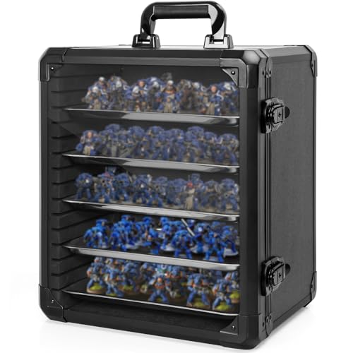 IPEB Miniatur-Transportkoffer, Miniatur-Aufbewahrungskoffer, Miniaturen, stabiler Hartschalenkoffer mit Schloss, 6 magnetische Metallschalen und Rahmen aus Aluminiumlegierung, Schwarz, Größe S IPEB Miniatur-Transportkoffer, Miniatur-Aufbewahrungskoffer, Miniaturen, stabiler Hartschalenkoffer mit Schloss, 6 magnetische Metallschalen und Rahmen aus Aluminiumlegierung, Schwarz, Größe S von IPEB