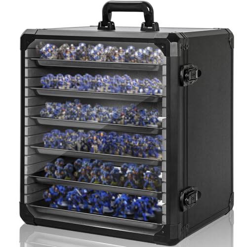 IPEB Miniatur-Transportkoffer, Miniatur-Aufbewahrungskoffer, Miniaturen, stabiler Hartschalenkoffer mit Schloss, 6 magnetische Metallschalen und Rahmen aus Aluminiumlegierung, schwarz, große Größe IPEB Miniatur-Transportkoffer, Miniatur-Aufbewahrungskoffer, Miniaturen, stabiler Hartschalenkoffer mit Schloss, 6 magnetische Metallschalen und Rahmen aus Aluminiumlegierung, schwarz, große Größe von IPEB