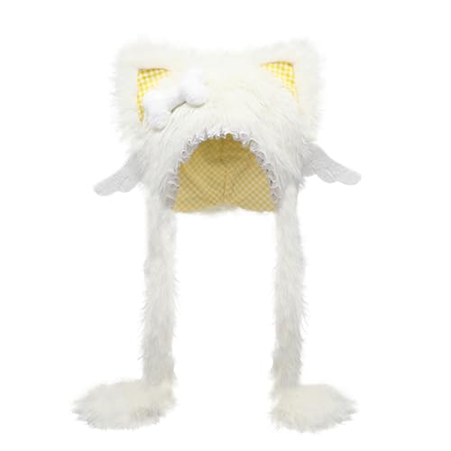 IPENNY Teufelsohren Teufel Ohren Haarband für Frauen und Mädchen Niedliche Katzenohren-ohrenkappe Warme Mütze Plüsch-Wintermütze Cartoon-Katzenmütze Fasching Karneval Halloween Party Kostüm von IPENNY