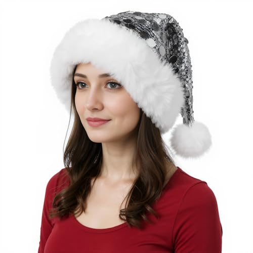 IPENNY Weihnachtsmütze Nikolausmütze Weihnachtsmannmütze Santa Clause Mütze mit Glitzer Pailletten für Weihnachtsfeier Weihnachtsmarkt Festival Party Unisex Erwachsenen Plüsch Samt Lange IPENNY Weihnachtsmütze Nikolausmütze Weihnachtsmannmütze Santa Clause Mütze mit Glitzer Pailletten für Weihnachtsfeier Weihnachtsmarkt Festival Party Unisex Erwachsenen Plüsch Samt Lange von IPENNY