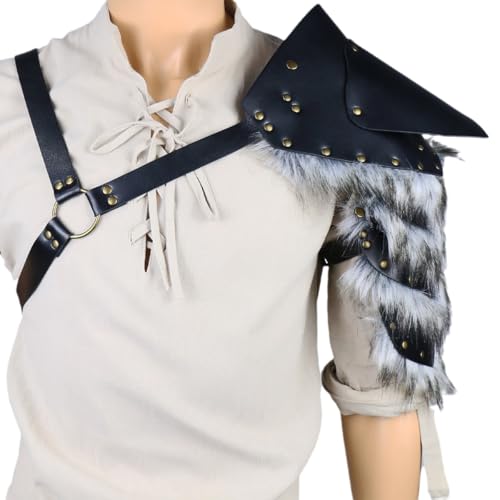 IPENNY Wikinger Schultergeschirr mit Federn für Männer, Mittelalterliche Rüstung für Cosplay, LARP IPENNY Wikinger Schultergeschirr mit Federn für Männer, Mittelalterliche Rüstung für Cosplay, LARP von IPENNY
