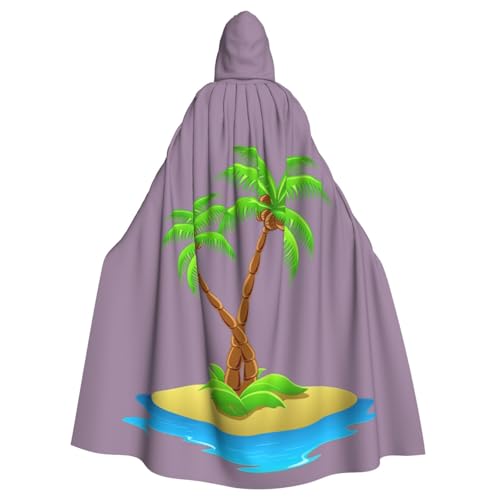 IPPONGET 3D-Palmen-Druck, Uni, volle Länge, mit Kapuze, gruseliges Halloween-Kostüm, Zubehör, mittelalterliche Hexe, Vampir von IPPONGET