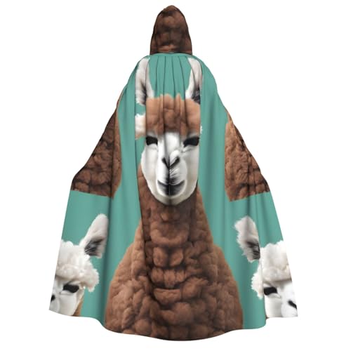 IPPONGET Alpaka-Llama-Aufdruck, Erwachsenen-Umhang mit Kapuze, für Cosplay, Maskerade, Bühnenauftritte, Veranstaltungen, Fiesta-Umhang von IPPONGET