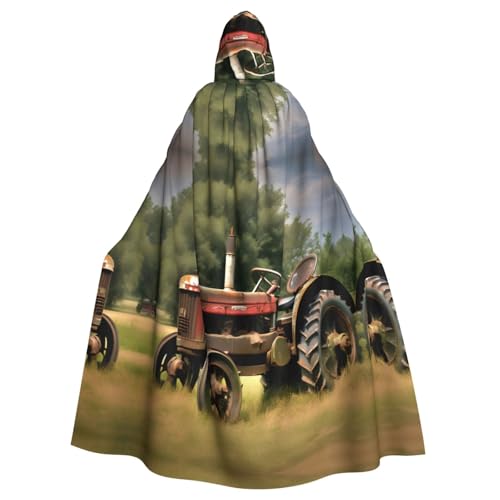 IPPONGET Alter Traktor Fotos Bauernhof Druck Unisex volle Länge Kapuze Gruseliges Halloween Kostüm Zubehör Mittelalter Hexe Vampir von IPPONGET