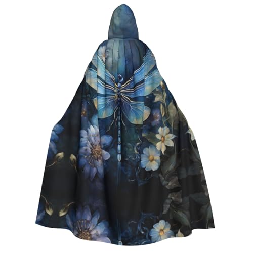 IPPONGET Art Blue Dragonfly Print Unisex Kapuzenumhang für Erwachsene für Halloween Cosplay Renaissance Messen mit Kapuze IPPONGET Art Blue Dragonfly Print Unisex Kapuzenumhang für Erwachsene für Halloween Cosplay Renaissance Messen mit Kapuze von IPPONGET
