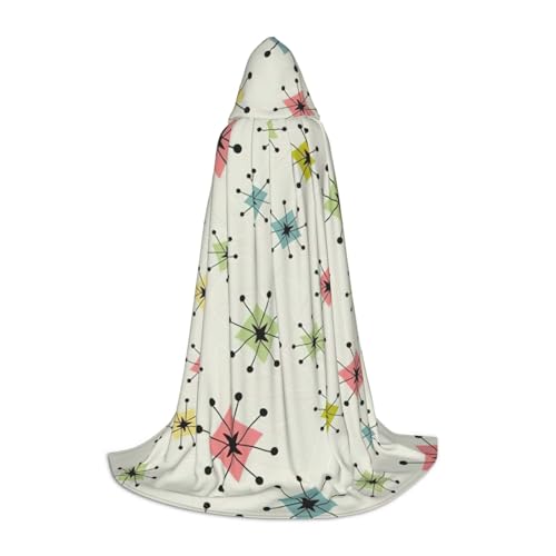 IPPONGET Atomic Stars Retro Muster Druck Kapuzenumhang Karneval Motto Party Dekorationen Vampir Rollenspiel Gothic Cosplay von IPPONGET