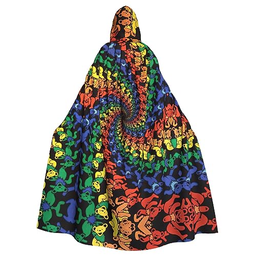 IPPONGET Bär Tanzender Batikdruck, Unisex, volle Länge, mit Kapuze, gruseliges Halloween-Kostüm, Zubehör, mittelalterliche Hexe, Vampir von IPPONGET