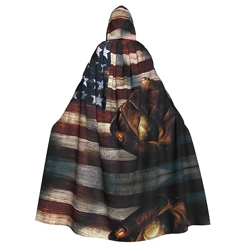 IPPONGET Baseball-Druck mit amerikanischer Flagge, Unisex, volle Länge, mit Kapuze, gruseliges Halloween-Kostüm, Zubehör, mittelalterliche Hexe, Vampir IPPONGET Baseball-Druck mit amerikanischer Flagge, Unisex, volle Länge, mit Kapuze, gruseliges Halloween-Kostüm, Zubehör, mittelalterliche Hexe, Vampir von IPPONGET