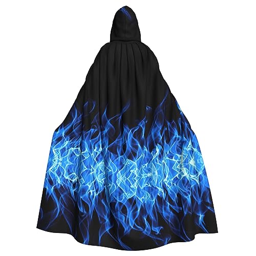 IPPONGET Blauer Flammenaufdruck, Unisex, volle Länge, mit Kapuze, gruseliges Halloween-Kostüm, Zubehör, mittelalterliche Hexe, Vampir IPPONGET Blauer Flammenaufdruck, Unisex, volle Länge, mit Kapuze, gruseliges Halloween-Kostüm, Zubehör, mittelalterliche Hexe, Vampir von IPPONGET