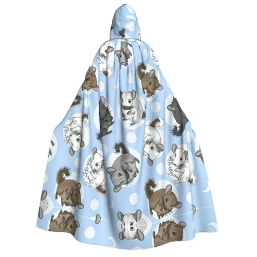 IPPONGET Blauer Umhang mit Chinchillas und Mond, Unisex, mit Kapuze, für Erwachsene, für Halloween, Cosplay, Renaissance-Messen IPPONGET Blauer Umhang mit Chinchillas und Mond, Unisex, mit Kapuze, für Erwachsene, für Halloween, Cosplay, Renaissance-Messen von IPPONGET