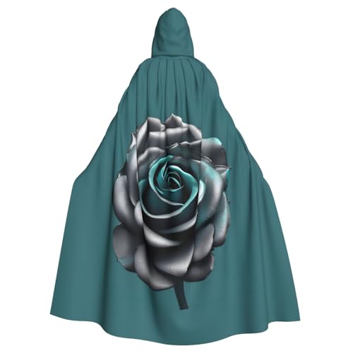 IPPONGET Blaugrün-grauer Rosen-Blumendruck, Unisex, volle Länge, mit Kapuze, gruseliges Halloween-Kostüm, Zubehör, mittelalterlicher Hexen-Vampir IPPONGET Blaugrün-grauer Rosen-Blumendruck, Unisex, volle Länge, mit Kapuze, gruseliges Halloween-Kostüm, Zubehör, mittelalterlicher Hexen-Vampir von IPPONGET