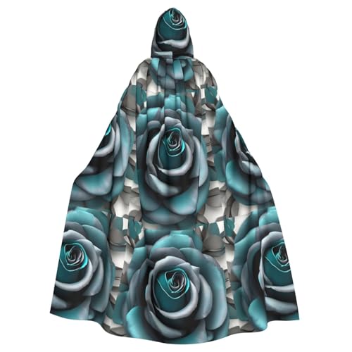 IPPONGET Blaugrün-grauer Rosendruck, Unisex, volle Länge, mit Kapuze, gruseliges Halloween-Kostüm, Zubehör, mittelalterlicher Hexen-Vampir IPPONGET Blaugrün-grauer Rosendruck, Unisex, volle Länge, mit Kapuze, gruseliges Halloween-Kostüm, Zubehör, mittelalterlicher Hexen-Vampir von IPPONGET