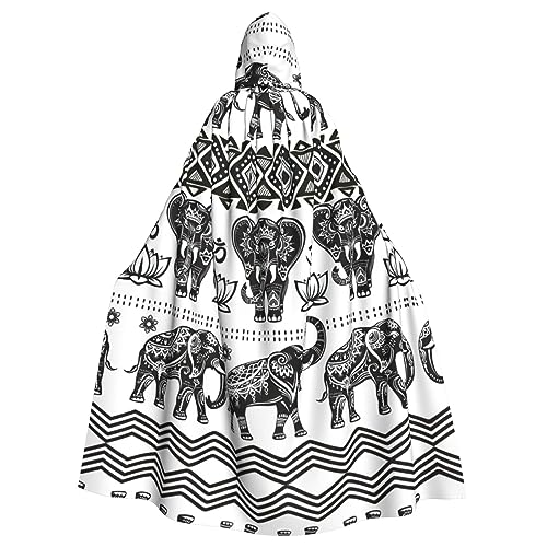 IPPONGET Bohemian-Elefanten-Muster, Unisex, volle Länge, mit Kapuze, gruseliges Halloween-Kostüm, Zubehör, mittelalterlicher Hexen-Vampir IPPONGET Bohemian-Elefanten-Muster, Unisex, volle Länge, mit Kapuze, gruseliges Halloween-Kostüm, Zubehör, mittelalterlicher Hexen-Vampir von IPPONGET