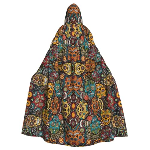 IPPONGET Buntes Totenkopf-Motiv, Unisex, volle Länge, mit Kapuze, gruseliges Halloween-Kostüm, Zubehör, mittelalterlicher Hexen-Vampir IPPONGET Buntes Totenkopf-Motiv, Unisex, volle Länge, mit Kapuze, gruseliges Halloween-Kostüm, Zubehör, mittelalterlicher Hexen-Vampir von IPPONGET