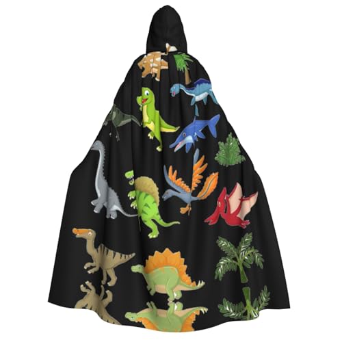IPPONGET Cartoon-Dinosaurier-Bild-Druck, Unisex, Kapuzenumhang für Erwachsene, für Halloween, Cosplay, Renaissance-Messen mit Kapuze von IPPONGET