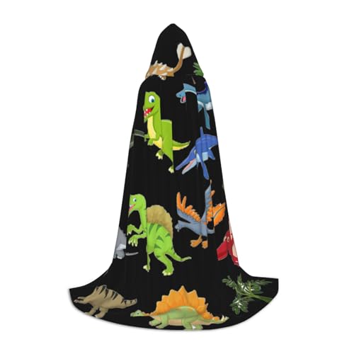 IPPONGET Cartoon-Dinosaurier-Bilder, Druck, Kapuzenumhang, Karneval, Mottoparty, Dekoration, Vampir, Rollenspiel, Gothic, Cosplay von IPPONGET