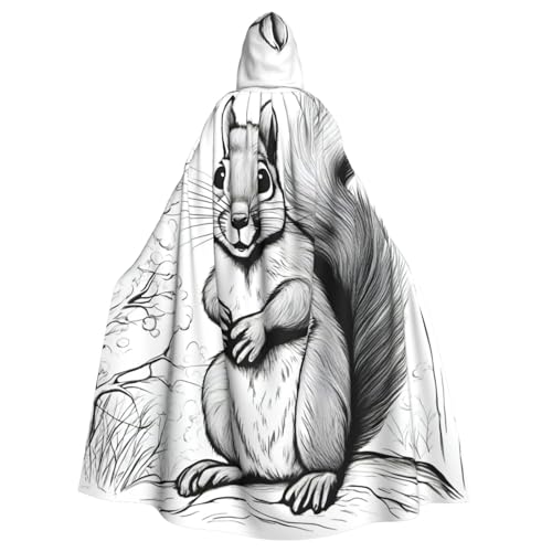 IPPONGET Cartoon-Eichhörnchen-Druck, Uni, volle Länge, mit Kapuze, gruseliges Halloween-Kostüm, Zubehör, mittelalterliche Hexe, Vampir IPPONGET Cartoon-Eichhörnchen-Druck, Uni, volle Länge, mit Kapuze, gruseliges Halloween-Kostüm, Zubehör, mittelalterliche Hexe, Vampir von IPPONGET