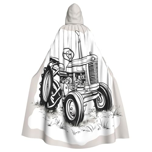 IPPONGET Cartoon-Traktor-Druck, Uni, volle Länge, mit Kapuze, gruseliges Halloween-Kostüm, Zubehör, mittelalterliche Hexe, Vampir von IPPONGET