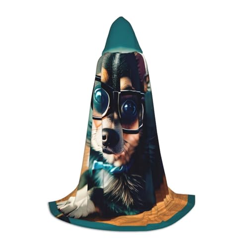 IPPONGET Chihuahua-Hunde-Brille-Druck, Kapuzenumhang, Karneval, Mottoparty, Dekoration, Vampir, Rollenspiel, Gothic, Cosplay von IPPONGET
