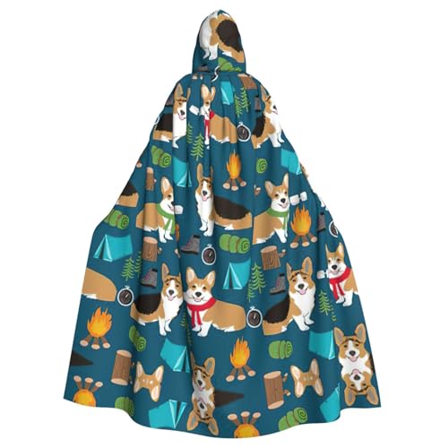 IPPONGET Corgi Print Uni Full Length Hooded Spooky Halloween Costume Accessory Medieval Witch Vampire von IPPONGET