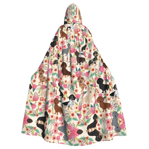 IPPONGET Dackel-Druck, Unisex, volle Länge, mit Kapuze, gruseliges Halloween-Kostüm, Zubehör, mittelalterliche Hexe, Vampir IPPONGET Dackel-Druck, Unisex, volle Länge, mit Kapuze, gruseliges Halloween-Kostüm, Zubehör, mittelalterliche Hexe, Vampir von IPPONGET
