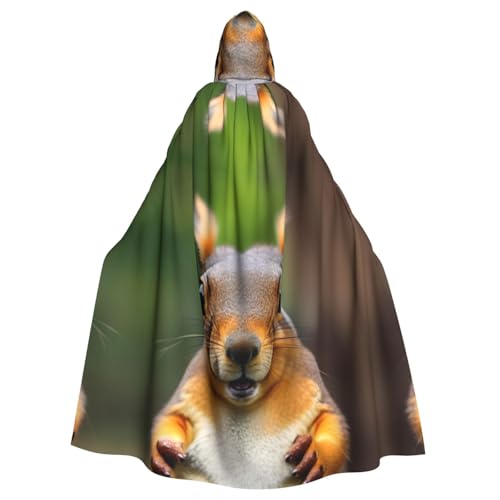 IPPONGET Eichhörnchen Lustiger Tierdruck Uni Volle Länge Kapuze Gruseliges Halloween Kostüm Zubehör Mittelalter Hexe Vampir von IPPONGET
