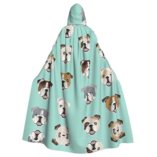 IPPONGET Englische Bulldogge Gesichter, Unisex, volle Länge, mit Kapuze, gruseliges Halloween-Kostüm, Zubehör, mittelalterliche Hexe, Vampir IPPONGET Englische Bulldogge Gesichter, Unisex, volle Länge, mit Kapuze, gruseliges Halloween-Kostüm, Zubehör, mittelalterliche Hexe, Vampir von IPPONGET