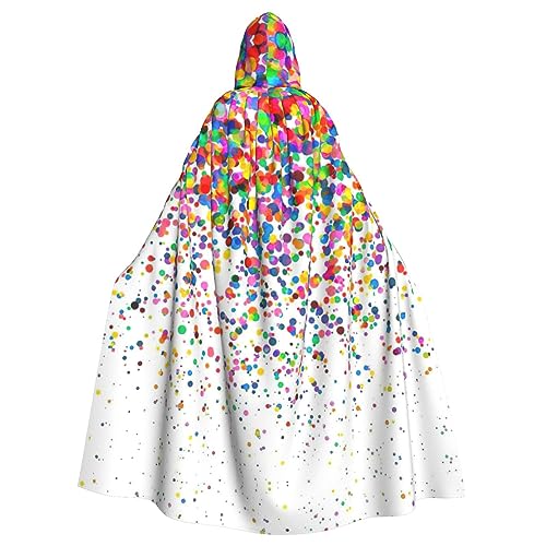 IPPONGET Farbiger Punkte-Kunstdruck, Unisex, volle Länge, mit Kapuze, gruseliges Halloween-Kostüm, Zubehör, mittelalterlicher Hexen-Vampir IPPONGET Farbiger Punkte-Kunstdruck, Unisex, volle Länge, mit Kapuze, gruseliges Halloween-Kostüm, Zubehör, mittelalterlicher Hexen-Vampir von IPPONGET