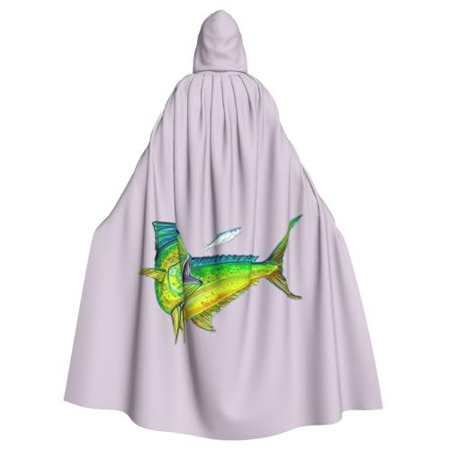 IPPONGET Grüner Fischdruck, Uni, volle Länge, mit Kapuze, gruseliges Halloween-Kostüm, Zubehör, mittelalterliche Hexe, Vampir IPPONGET Grüner Fischdruck, Uni, volle Länge, mit Kapuze, gruseliges Halloween-Kostüm, Zubehör, mittelalterliche Hexe, Vampir von IPPONGET