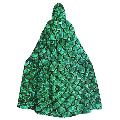 IPPONGET Grüner Fischschuppen-Druck, Uni, volle Länge, mit Kapuze, gruseliges Halloween-Kostüm, Zubehör, mittelalterliche Hexe, Vampir IPPONGET Grüner Fischschuppen-Druck, Uni, volle Länge, mit Kapuze, gruseliges Halloween-Kostüm, Zubehör, mittelalterliche Hexe, Vampir von IPPONGET