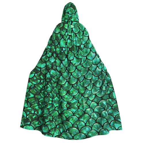 IPPONGET Grüner Fischschuppen-Druck, Unisex, Kapuzenumhang für Erwachsene, für Halloween, Cosplay, Renaissance-Messen, mit Kapuze IPPONGET Grüner Fischschuppen-Druck, Unisex, Kapuzenumhang für Erwachsene, für Halloween, Cosplay, Renaissance-Messen, mit Kapuze von IPPONGET