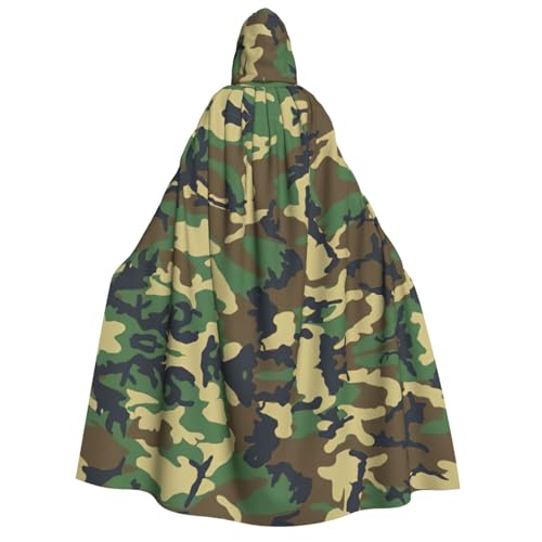 IPPONGET Grüner Militär-Camouflage-Umhang mit Kapuze, Unisex, für Erwachsene, für Halloween, Cosplay, Renaissance-Messen, mit Kapuze IPPONGET Grüner Militär-Camouflage-Umhang mit Kapuze, Unisex, für Erwachsene, für Halloween, Cosplay, Renaissance-Messen, mit Kapuze von IPPONGET