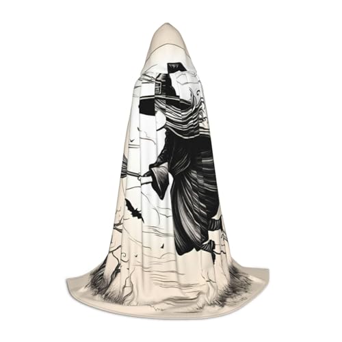 IPPONGET Halloween Hexe fliegender Druck Kapuzenumhang Karneval Motto Party Dekorationen Vampir Rollenspiel Gothic Cosplay von IPPONGET
