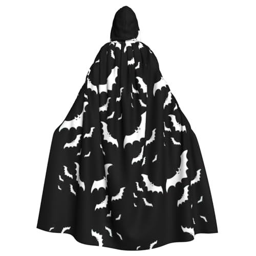 IPPONGET Halloween fliegende Fledermäuse Druck Unisex volle Länge Kapuze Gruseliges Halloween-Kostüm Zubehör Mittelalter Hexe Vampir von IPPONGET