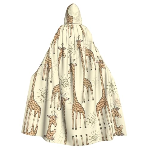 IPPONGET Handgezeichneter Giraffen-Druck, Unisex, volle Länge, mit Kapuze, gruseliges Halloween-Kostüm, Zubehör, mittelalterliche Hexe, Vampir IPPONGET Handgezeichneter Giraffen-Druck, Unisex, volle Länge, mit Kapuze, gruseliges Halloween-Kostüm, Zubehör, mittelalterliche Hexe, Vampir von IPPONGET