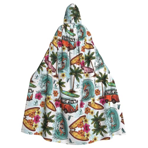 IPPONGET Hawaiianischer Surfer auf gewelltem Druck, Unisex, volle Länge, mit Kapuze, gruseliges Halloween-Kostüm, Zubehör, mittelalterlicher Hexen-Vampir IPPONGET Hawaiianischer Surfer auf gewelltem Druck, Unisex, volle Länge, mit Kapuze, gruseliges Halloween-Kostüm, Zubehör, mittelalterlicher Hexen-Vampir von IPPONGET